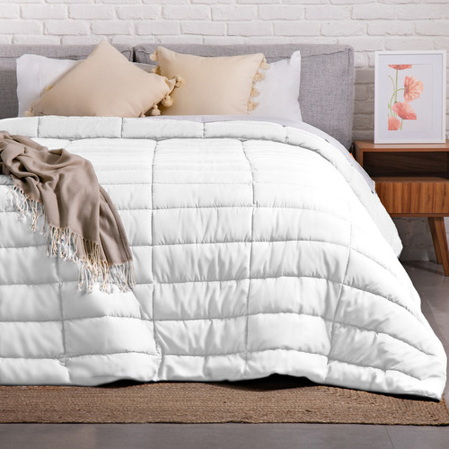 Edredón Acolchado Queen Size Dreamlab para Toda Estación. Tela Suave. Hipoalergénico. Lavado a Máquina. Usar como Edredón o con Funda Duvet. 1 Pieza, Blanco