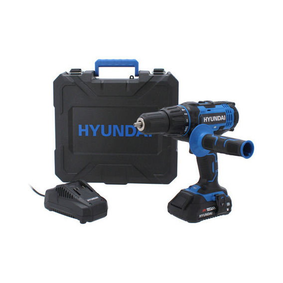 Taladro Atornillador Con Percutor A Batería Hyundai HYKCI20 20v 13mm Color Azul