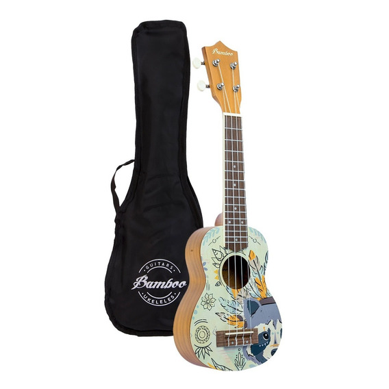 Ukelele Soprano Bamboo U-21 Boho Con Funda Y Pua