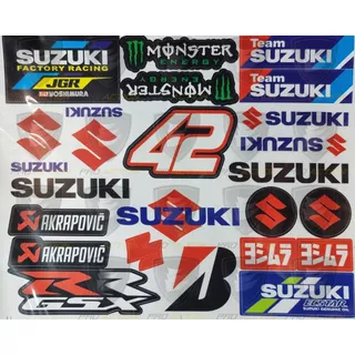 Stickers Calcomanías Plantillas Reflejantes Moto Suzuki 42