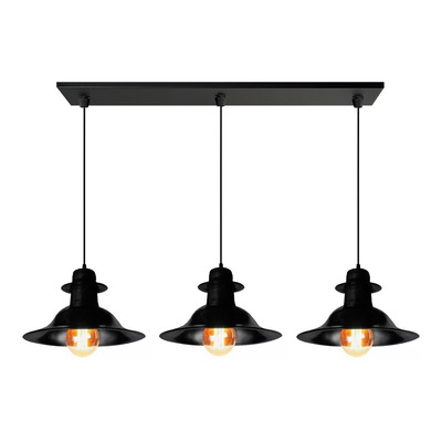 Colgante 3 Luces Negro Vintage Deco Moderno Apto Led Cocina