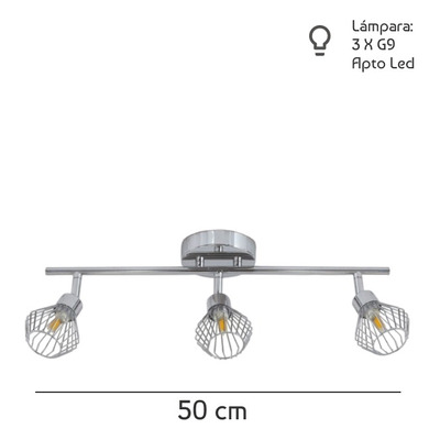 Aplique 3 Luces Leon Reja Cromo Deco Apto Led G9 Moderno