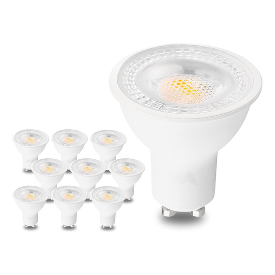 Pack 10 Ampolletas Led Luz Gu10 Bombillas Fría Blanca 7w