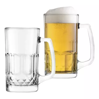 Conjunto 2 Caneca Para Chopp Cerveja Refrigerante - 590ml Cor Transparente