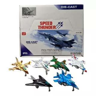 Kit 6pçs Miniatura Avião Caça Ec 1/18 Metal -fricção-som-luz