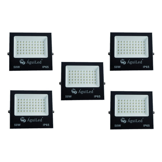 Reflector Led 50w Luz Blanca Fria Paquete 5 Piezas 110 Volts Color de la carcasa Negro Color de la luz Blanco frío 110V/220V