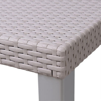 Mesa Tipo Rattan De Comedor, Terraza De Polipropileno/acero Color Blanco