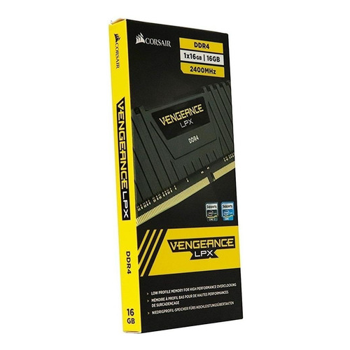 Memoria RAM Vengeance LPX gamer color black  16GB 1 Corsair CMK16GX4M1A2400C16