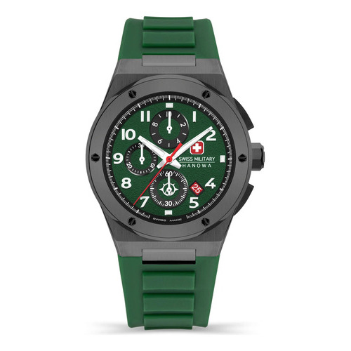 Reloj Swiss Military Smwgo2102040 Para Hombre Cronografo Color de la malla Verde Color del bisel Gris Color del fondo Verde