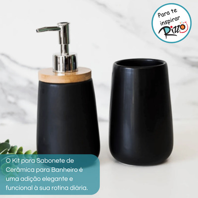 Kit Banheiro Lavabo Porta Sabonete Líquido E Escova - 380ml