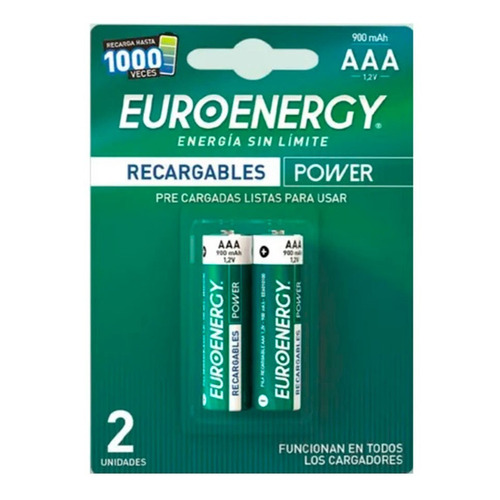 Pilas AAA Euroenergy Recargables 900 mAh 2 unidades