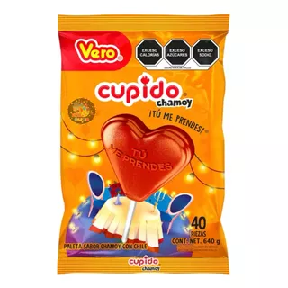 Vero Cupido Corazón Chamoy  Con Chile Individual Dulce 40 Pz