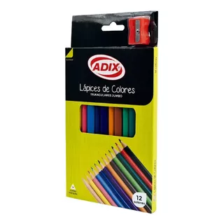 Lápices De Colores Jumbo 12u Con Sacapuntas / Matekid´s