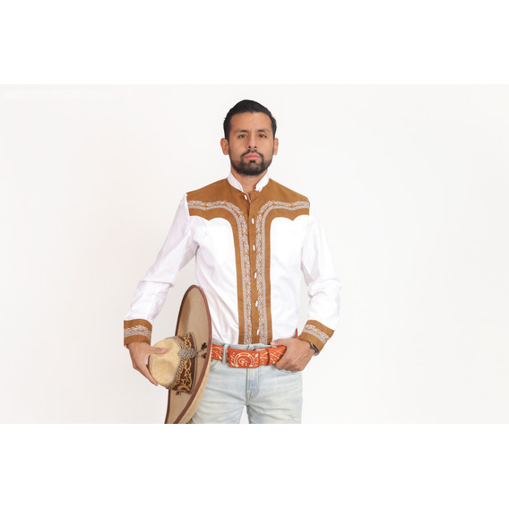 Camisa Charra Bordada Diamante Con Gamuza, Gran Herradura 