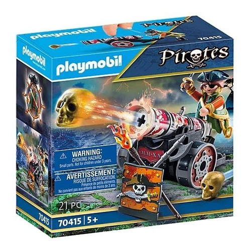 Figura Armable Playmobil Pirata Con Cañón Con 21 Piezas