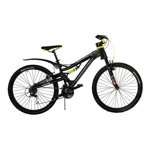 Mountain bike Mercurio Doble Suspensión Kaizer DH  2020 R26 21v frenos v-brakes color negro/amarillo con pie de apoyo