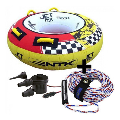 Boia Jet Disk Nautika+ Cabo P/ Puxar Lancha + Inflador 12v