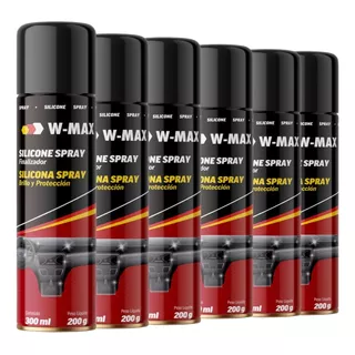  Silicone Spray Kit C/ 6 Un Automotivo W - Max 300ml
