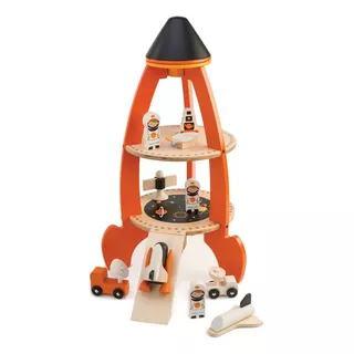 Tender Leaf Toys Cohete Nave Espacial Set Juguete Madera Ax® Color Naranja Oscuro