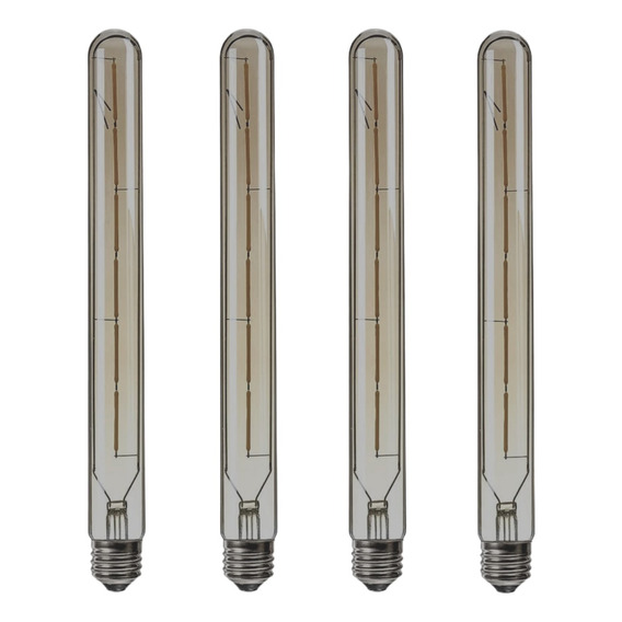 4 Focos Led Tubular T30 Smoke Luz Cálida Vintage 4w E26 Luz Blanco Cálido