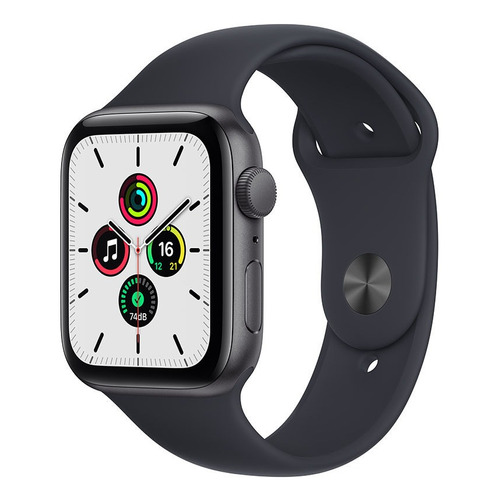 Apple Watch SE (GPS, 44mm) - Caja de aluminio color gris espacial - Correa deportiva Azul medianoche