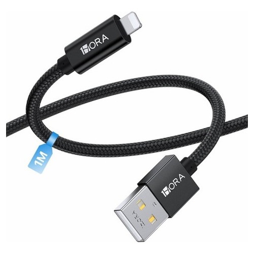 Cable De Datos Ip 2.4a A Usb 1m Cab250 Carga Rápida Negro