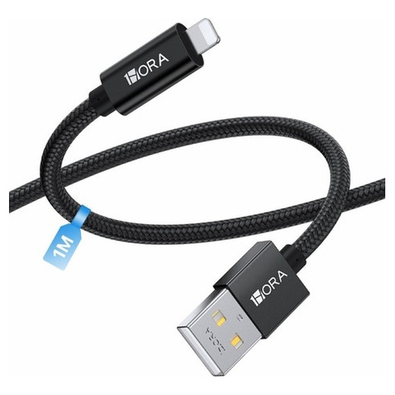 Cable De Datos Ip 2.4a A Usb 1m Cab250 Carga Rápida Negro