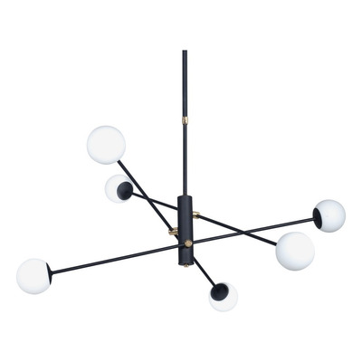 Lampara Colgante 6 Luces Globo Opal G9 Texas Negro Rd