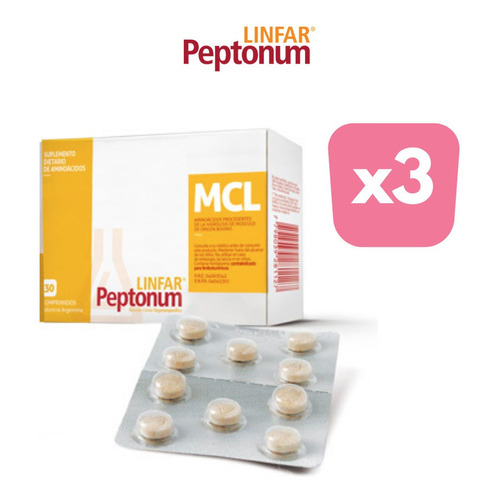 Suplemento en comprimidos Linfar  Peptonum Peptonum MCL peptonas en caja de 30g 30 un pack x 3 u