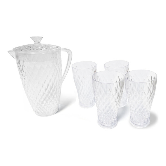 Set Transparente Compuesto Por 1 Jarra + 4 Vasos