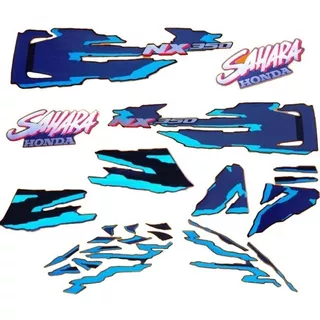 Kit Adesivo Jogo Faixa Moto Honda Nx 350 Sahara 1994 Azul