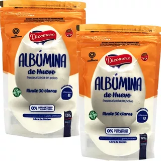 Combo X2 Albúmina De Huevo Dicomere 120g Rinde 30 Claras