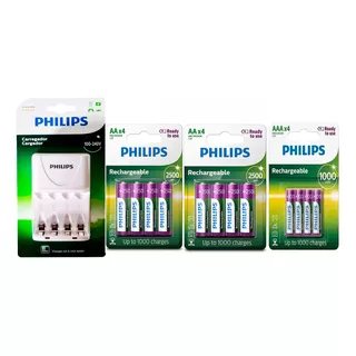 Carregador Philips Com 8 Pilha Aa E 4 Pilha Aaa Original Nfe