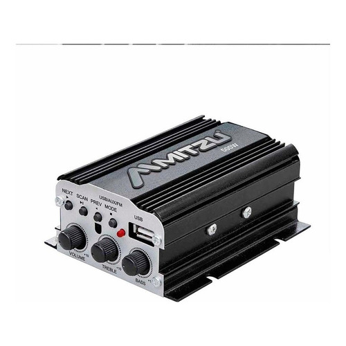 Mini Amplificador De 2 Canales Bluetooth Mitzu Mit-76bt Color Negro