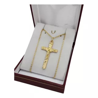 Conjunto Cadena Y Cruz Inri Crucifijo Cristo Enchapado Oro18