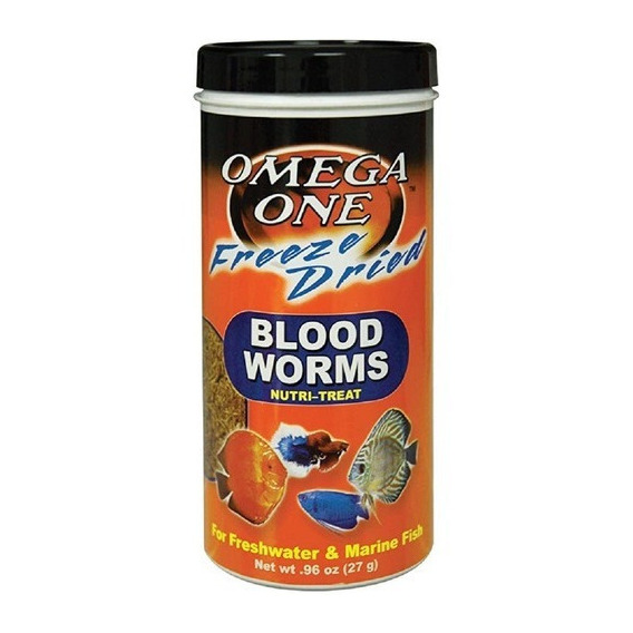 Omega One Blood Worms 27g Gusano De Sangre Alimento Liofilizado Peces Marinos Y Agua Dulce