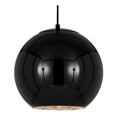 Colgante Vidrio Negro 25cm Espejo Deco Moderno Apto Led Tom