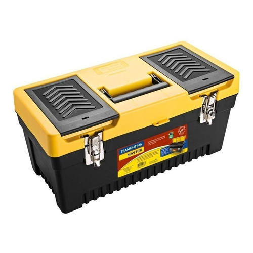 Caja de herramientas Tramontina 43803020 de plástico 24cm x 50.8cm x 24cm negra y amarilla