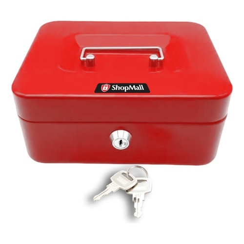 Caja De Dinero Fuerte Seguridad Cash Box Metálica 20 Cm Color Rojo