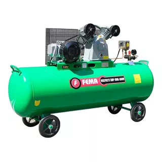 Compresor Aire Correa Fema Trifásico 180 Litros 3 Hp 366 L/m Color Verde Fase Eléctrica Trifásica