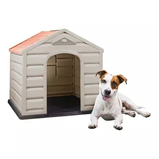 Casa Para Perro Chico Mediano De Plástico Exterior Rimax Msi Color Techo Terracota