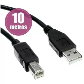 Cabo Usb Tipo B Para Impressora Scanner 10 Metros Universal Cor Preto