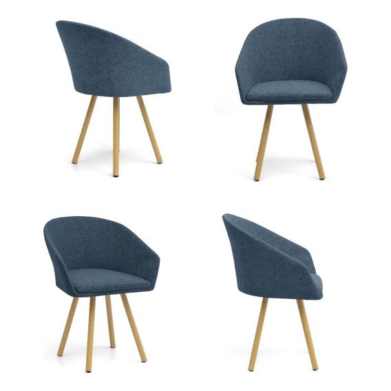 Set De Sillas Tokyo En Tela X4 Cantidad De Sillas Por Set 4 Estructura De La Silla Pino Natural Asiento Índigo