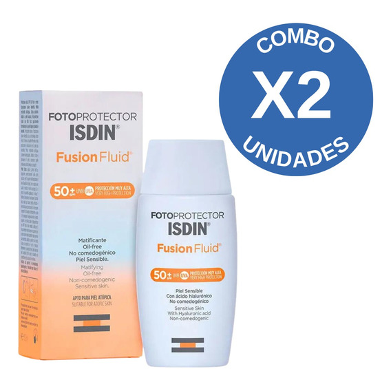 Combo X 2 Isdin  Fotoprotector Spf50+ Fusion Fluid 50 Ml