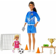 Boneca Barbie Profissões Negra Treinadora De Futebol 2020