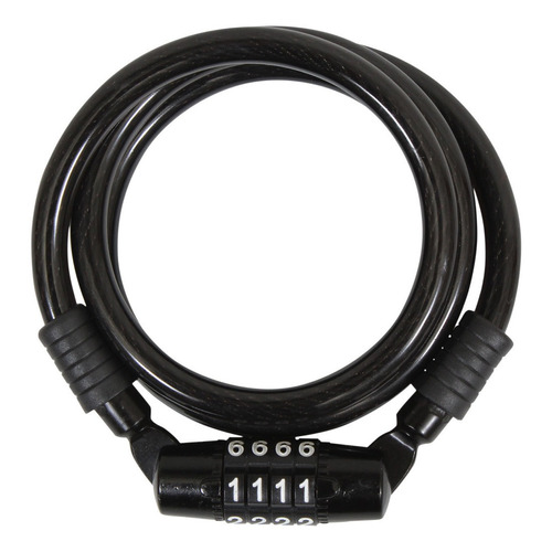Cable Candado De Espiral Retráctil Cabeza Metálica 1m Mikels Color Negro