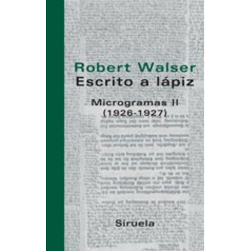 Escrito A Lapiz - Robert Walser