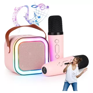 Bocina Altavoz Bluetooth Portátil Con 2 Micrófonos Karaoke