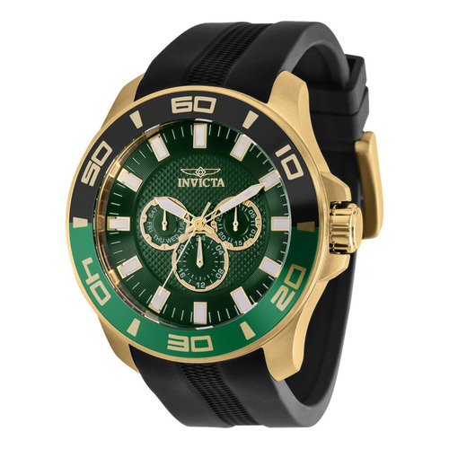 Reloj Invicta Hombres Pro Diver 35743 Verde/negro Silicona Color de la correa Oro