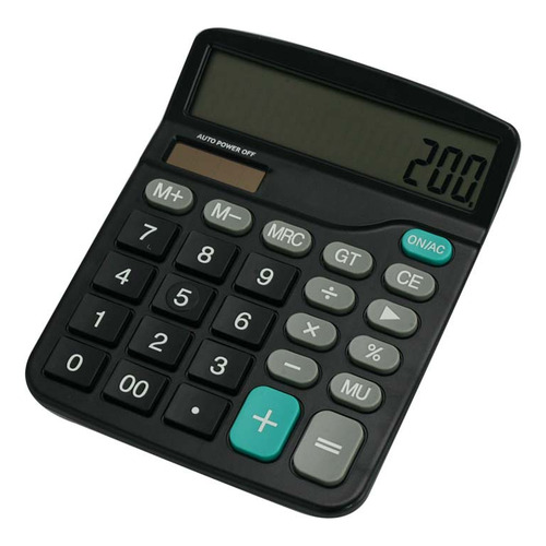 Calculadora Escritorio Chica 12 Dígitos Premium Pilas Color Negro